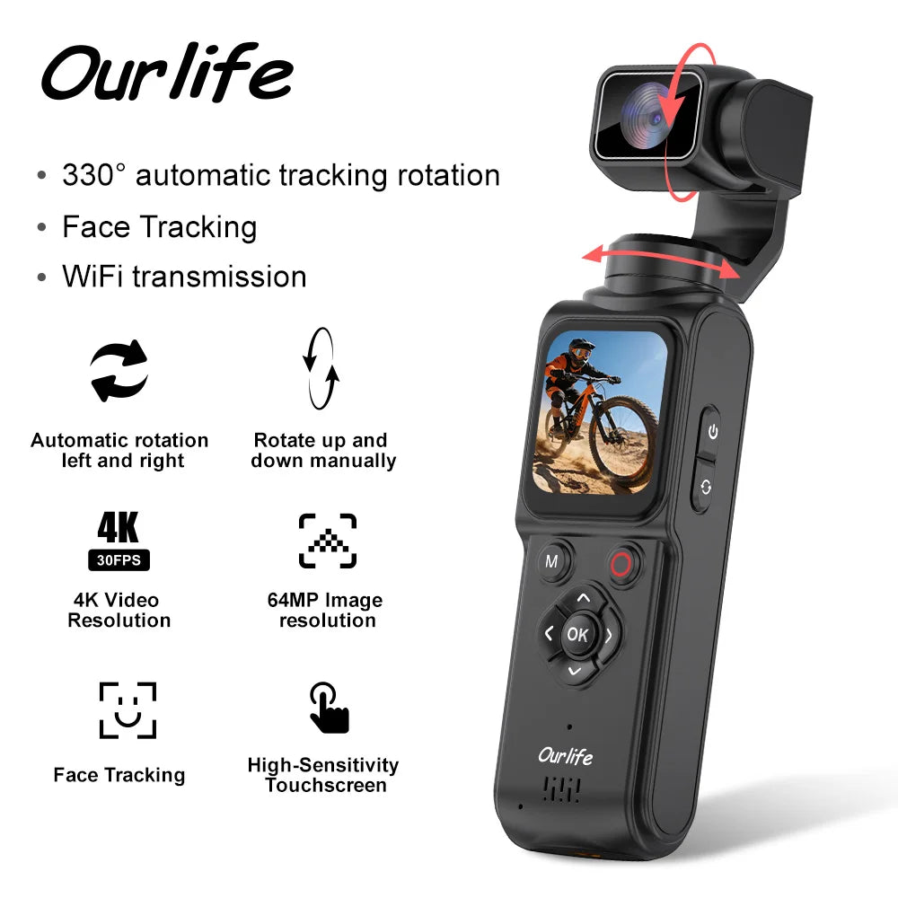 Ourlife 4K Action Camera 330° Face Tracking Gimbal Stabiliser Standard Combo ✅ ⭐️⭐️⭐️⭐️⭐️